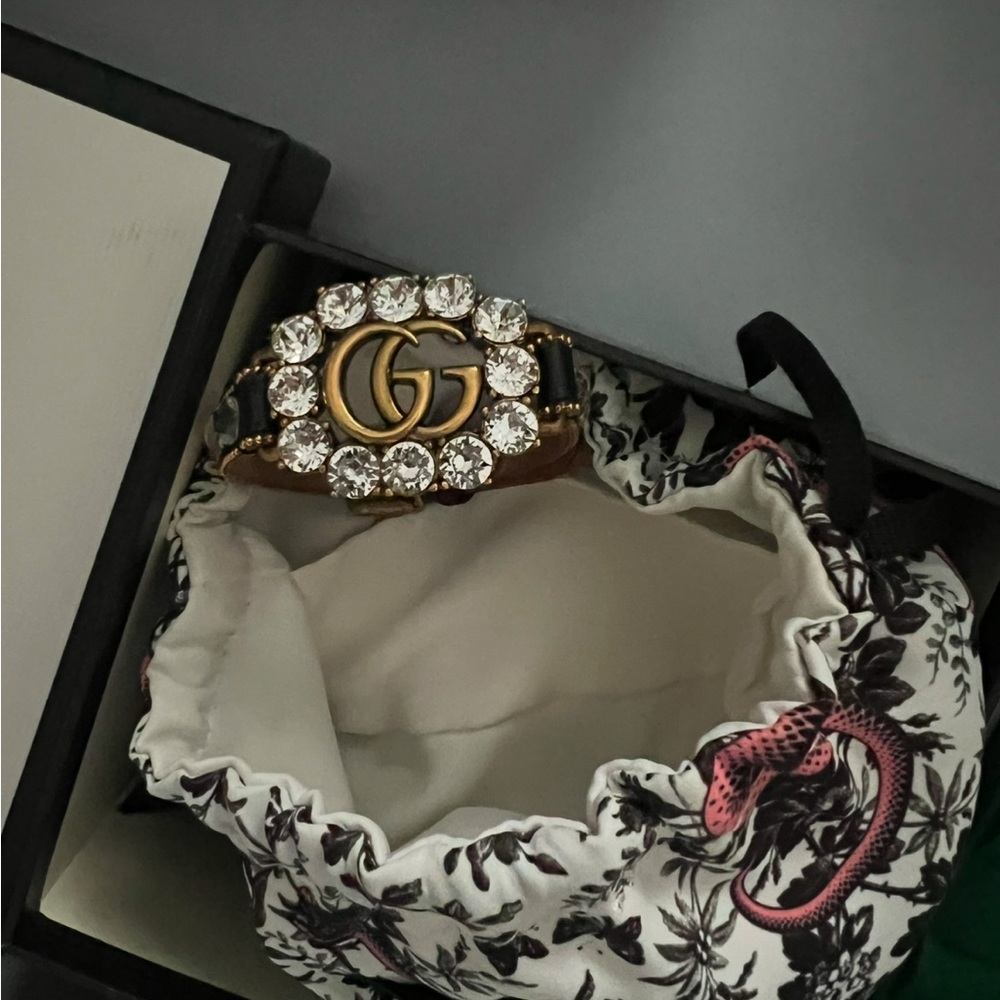 Gucci marmont crystal leather bracelet